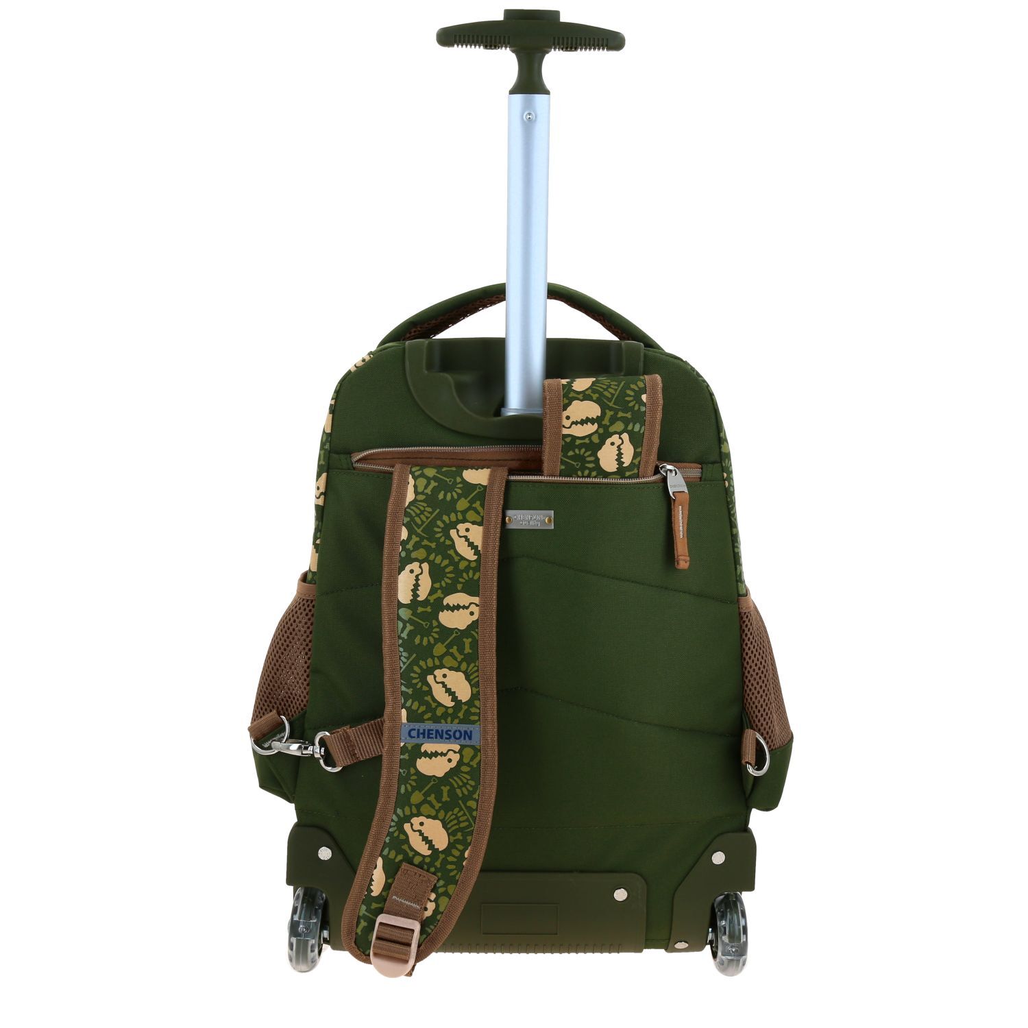 Mochila con Ruedas Verde Militar Diseño Dinosaurio Chenson Original Sagaz - Imagen 4