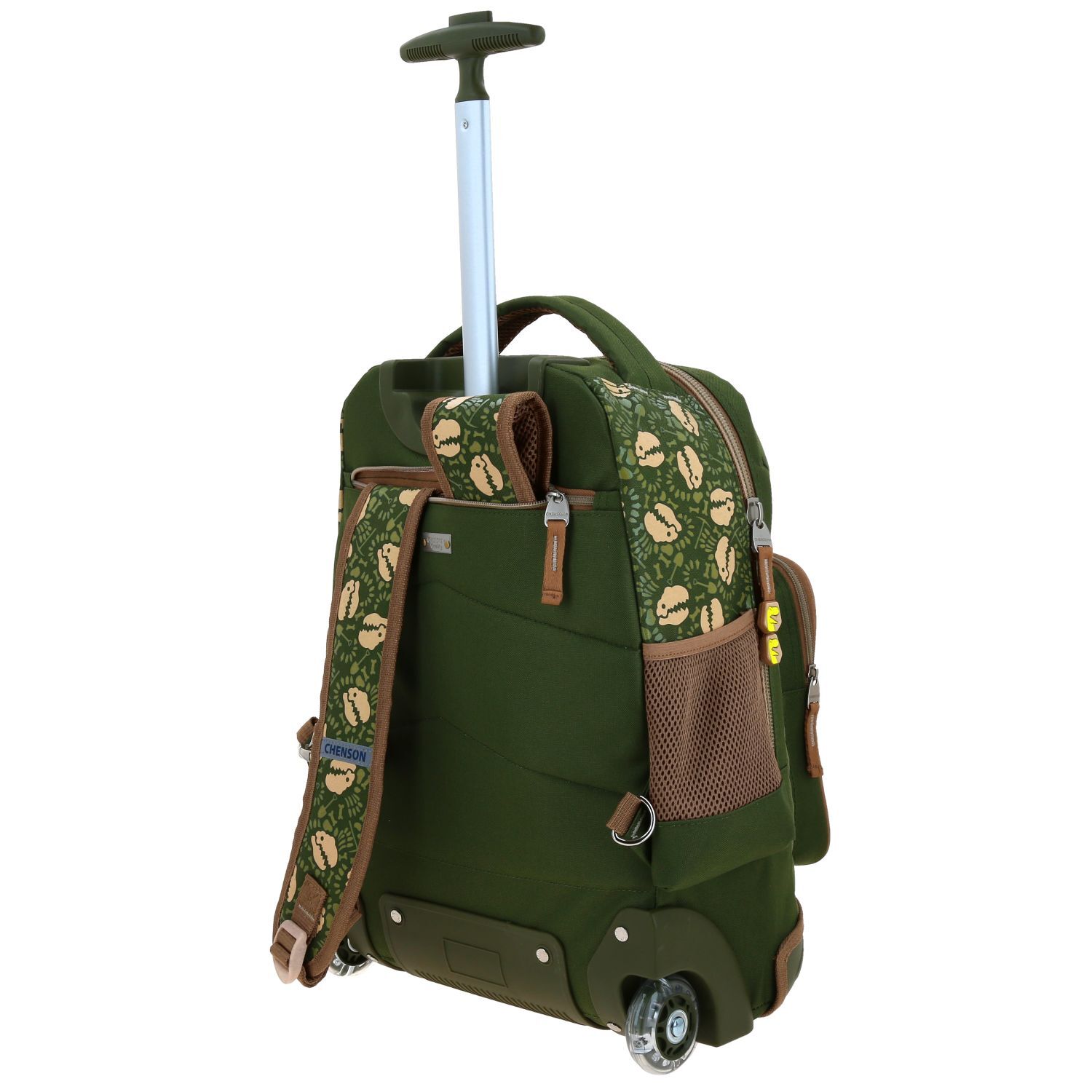 Mochila con Ruedas Verde Militar Diseño Dinosaurio Chenson Original Sagaz - Imagen 6