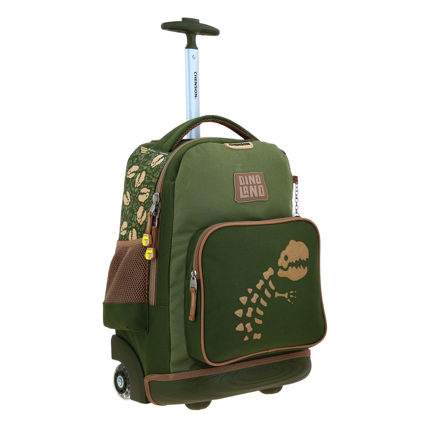 Mochila con Ruedas Verde Militar Diseño Dinosaurio Chenson Original Sagaz - Imagen 5